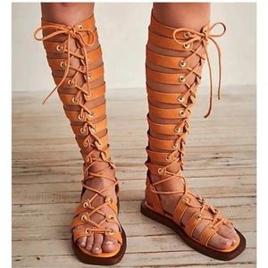 New Free People Sun Chaser Tall Gladiator Sandals Size 37/7 MSRP: $178 Orange